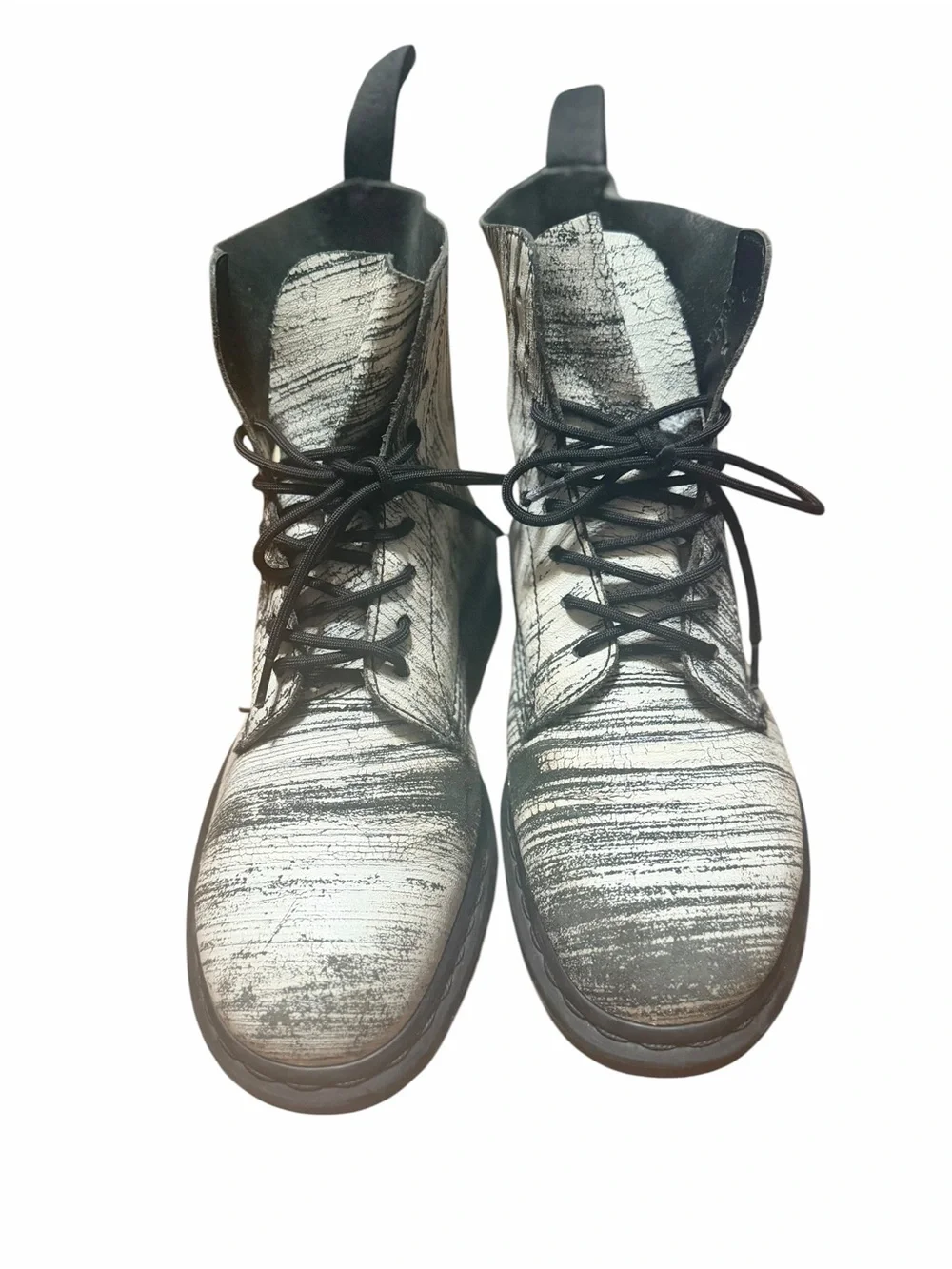 Dr. Martens 1460 Pascal Metallic Silver Crackle Leather Boots Size